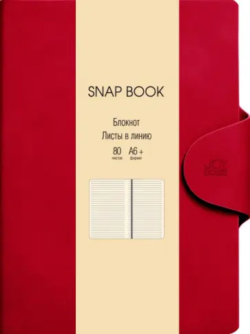 Блокнот Snap book, красный, 80 листов, линия, А6+ обложка книги