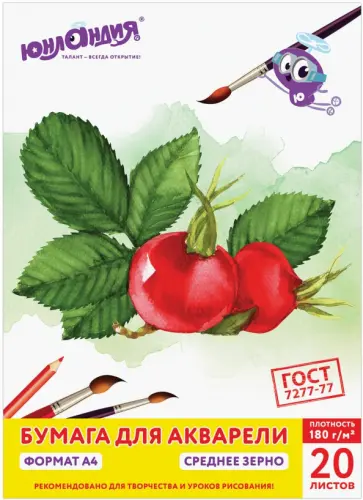 Папка для акварели Юнландик на даче, 20 листов, А4 обложка книги