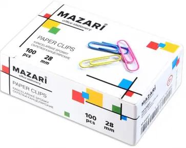 Скрепки цветные, 28 мм., 100 шт. обложка книги