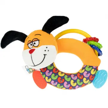 Игрушка развивающая мягкая, погремушка Собака, 15 см. обложка книги