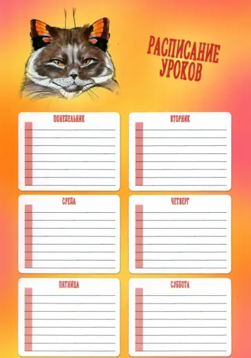 Расписание уроков Кошка-Бабочка №4, А4 Расписание уроков Кошка-Бабочка №4, А4 обложка книги