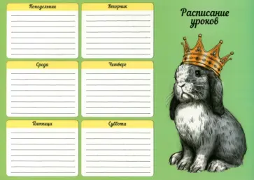 Расписание уроков Кролик в короне, А4 Расписание уроков Кролик в короне, А4 обложка книги