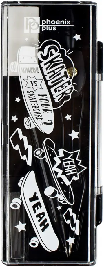 Циркуль Скейт паттерн, со сменными грифелями и ластиком обложка книги