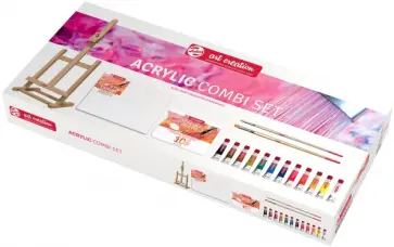 Краски акриловые Art Creation, 12 цветов, 12 мл, аксессуары обложка книги