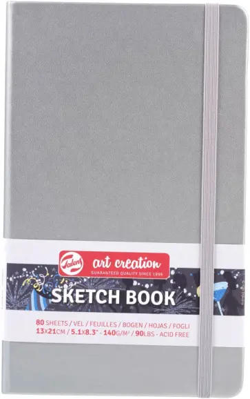 Блокнот для зарисовок Art Creation, 80 листов, 13х21 см., блестящее серебро Блокнот для зарисовок Art Creation, 80 листов, 13х21 см., блестящее серебро обложка книги