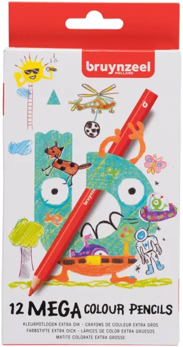 Карандаши цветные Bruynzeel Kids Mega, утолщенные, 12 цветов обложка книги