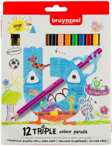Карандаши цветные Bruynzeel Kids Triple, утолщенные, 12 цветов обложка книги