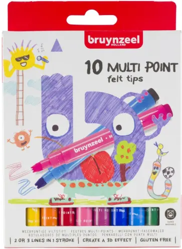 Фломастеры Bruynzeel Kids Multipoint, 10 цветов обложка книги