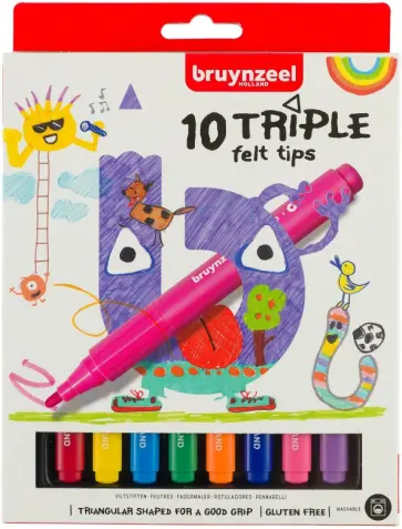 Фломастеры трехгранные Bruynzeel Kids, 10 цветов обложка книги