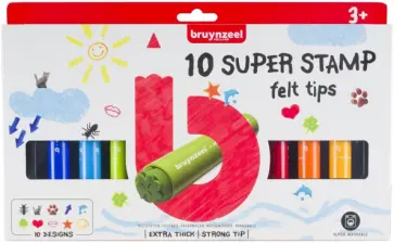 Фломастеры Bruynzeel Kids Super Штампы, 10 цветов обложка книги