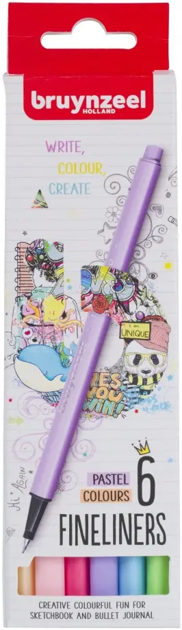 Набор капиллярных ручек Bruynzeel Teen Pastel, 6 пастельных цветов обложка книги