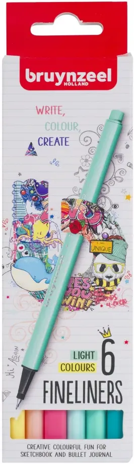 Набор капиллярных ручек Bruynzeel Teen Light, 6 светлых цветов обложка книги