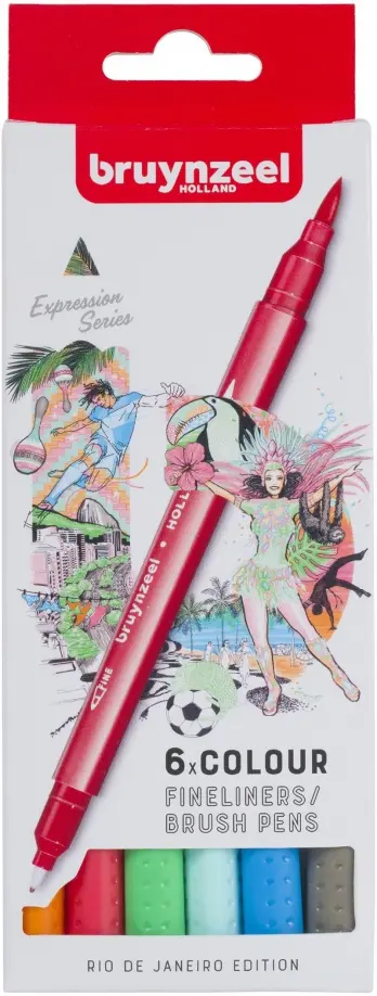 Набор двухсторонних капиллярных ручек Bruynzeel Creatives  Рио-де-Жанейро, 6 цветов обложка книги