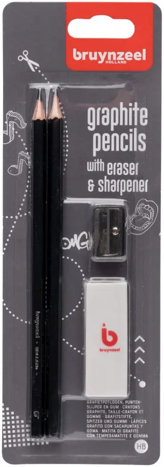 Набор чернографитных карандашей, 2 штуки, HB, с ластиком и точилкой обложка книги