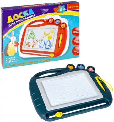 Доска для рисовования цветная, со стилусом и 3 печатями обложка книги