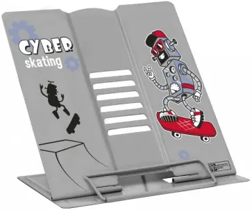 Подставка для книг и учебников Робот на скейте, металлическая обложка книги