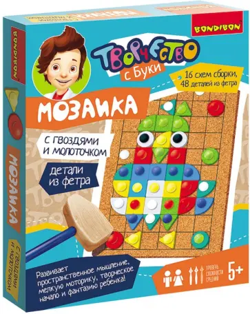 Мозаика с гвоздями и молоточком. Веселые картинки, детали из фетра Мозаика с гвоздями и молоточком. Веселые картинки, детали из фетра обложка книги