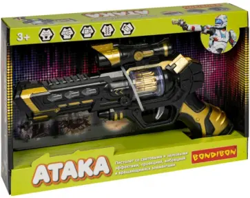 Пистолет «АТАКА», свет, звук, проекц,вибр. ВВ4097 обложка книги