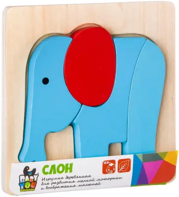 Игрушка деревянный пазл Слон обложка книги