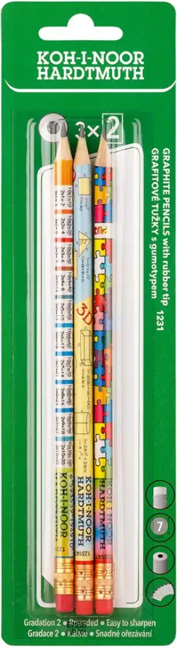 Набор карандашей чернографитных Mix, с ластиком, HB, 3 штуки обложка книги