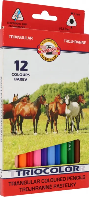 Карандаши цветные Triocolor, 12 цветов, утолщенные обложка книги