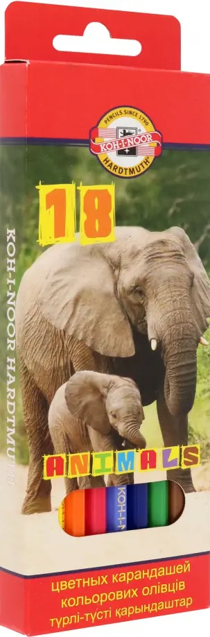 Набор карандашей 18 цветов  Животные обложка книги