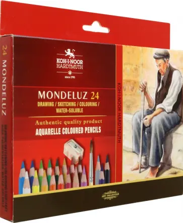 Карандаши акварельные Mondeluz Old Man 3711, 24 цвета, с кистью и точилкой обложка книги