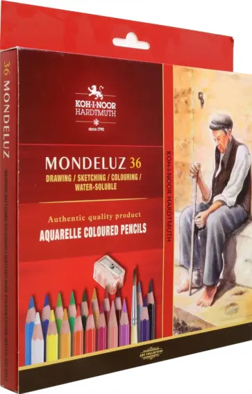 Карандаши акварельные Mondeluz Old Man 3712, 36 цветов, с кистью и точилкой обложка книги