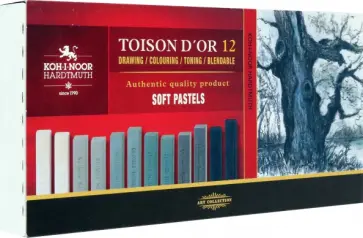 Пастель сухая художественная мягкая Toison d`Or 8592, Gray Line, 12 цветов обложка книги