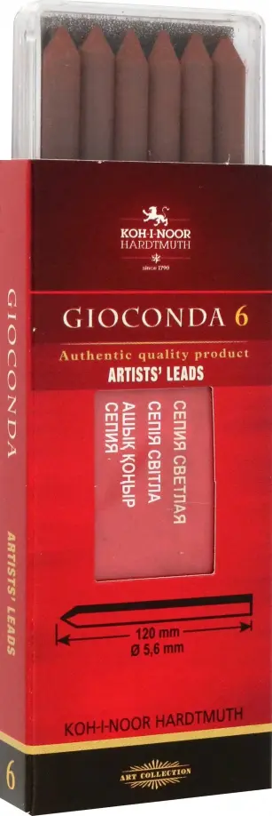 Сепия светлая для цанговых карандашей Gioconda 4377, 6 штук обложка книги