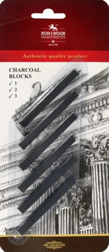 Набор угля художественного искусственного 8686, B-H, 6 штук обложка книги