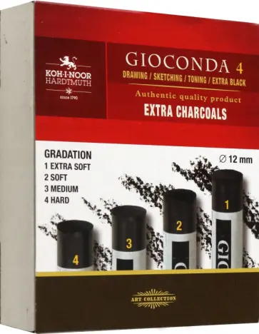 Уголь художественный черный мягкий Gioconda 8694, 2B-H, 4 штуки Уголь художественный черный мягкий Gioconda 8694, 2B-H, 4 штуки обложка книги