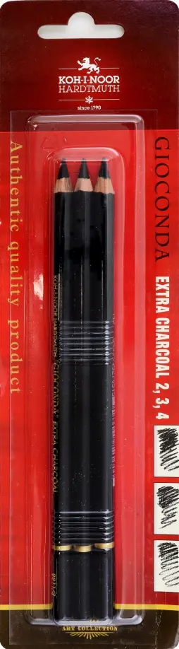 Уголь художественный искусственный в карандаше Gioconda Extra, B-H, 3 штуки обложка книги