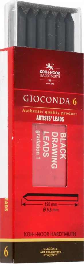 Стержни чернографитные для цанговых карандашей матовые Gioconda, В, 6 штук обложка книги