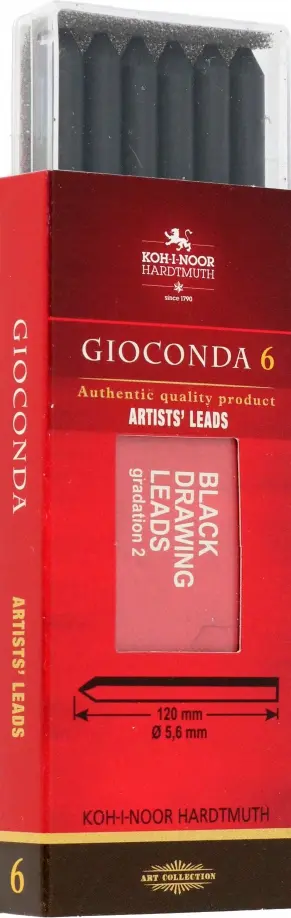 Стержни чернографитные для цанговых карандашей матовые Gioconda, НВ, 6 штук обложка книги