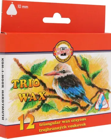 Мелки восковые Trio, 12 цветов в картонной упаковке. обложка книги