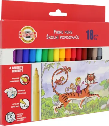 Фломастеры Zoo 1002, 18 цветов, смываемые обложка книги