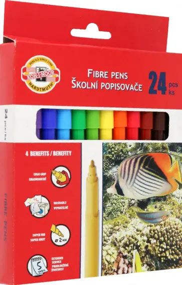Фломастеры Fish 1002, 24 цвета, смываемые обложка книги