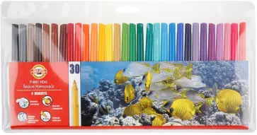 Фломастеры 30цв Fish, смываемые,  вентилируемый колпачок обложка книги