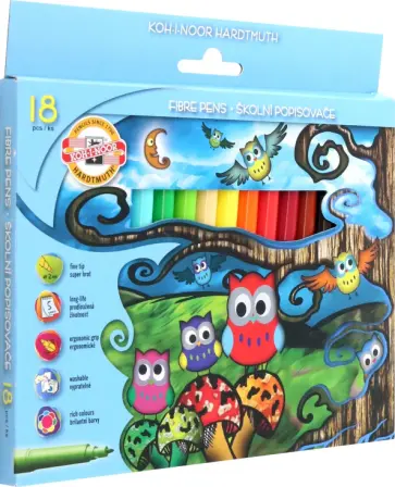 Фломастеры Owls, 18 цветов, смываемые чернила обложка книги