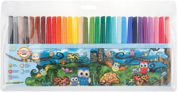 Фломастеры Owls 1012, 30 цветов, смываемые обложка книги