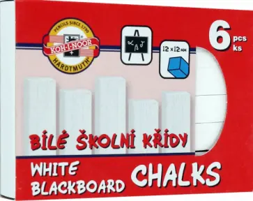 Мел школьный белый прямоугольный, 6 штук обложка книги