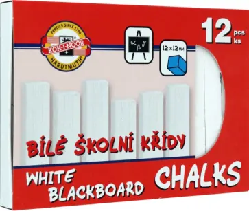 Мел школьный белый прямоугольный, 12 штук обложка книги