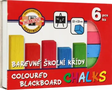 Мел школьный цветной прямоугольный, 6 цветов обложка книги