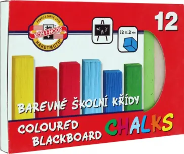 Мел школьный цветной прямоугольный, 12 цветов обложка книги