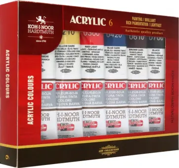 Краски акриловые художественные в тюбиках, 6 цветов обложка книги