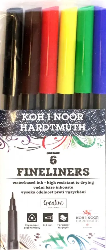 Набор линеров Fineliners, 6 цветов обложка книги