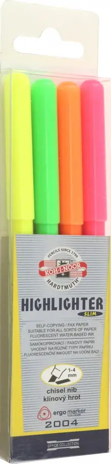 Набор маркеров-текстовыделителей, 4 цвета, скошенных 1-4 мм обложка книги