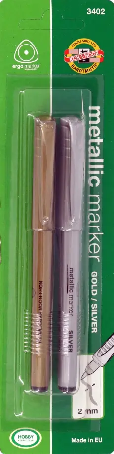 Набор перманентных маркеров 3402, 2 штуки, золотой, серебряный обложка книги