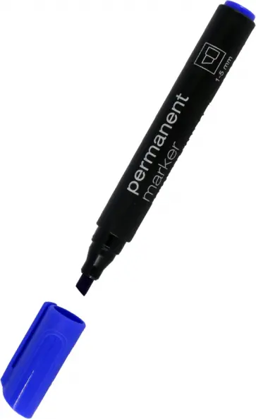 Маркер перманентный, скошенный, синий Маркер перманентный, скошенный, синий обложка книги